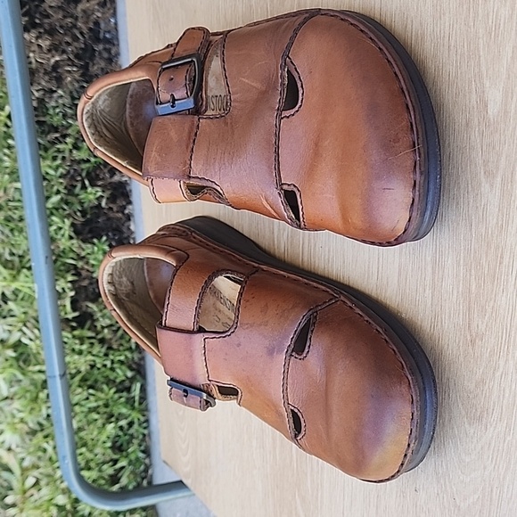 Birkenstock Virginia Brown Leather Shoes with CutoutsMade in Germany Size L8 M6 - Picture 2 of 12